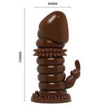 Коричневая стимулирующая насадка на пенис - 13 см.
