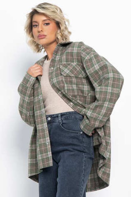 Пальто-рубашка Хармони (зелено-коричневая) Б15040-5М LT Collection