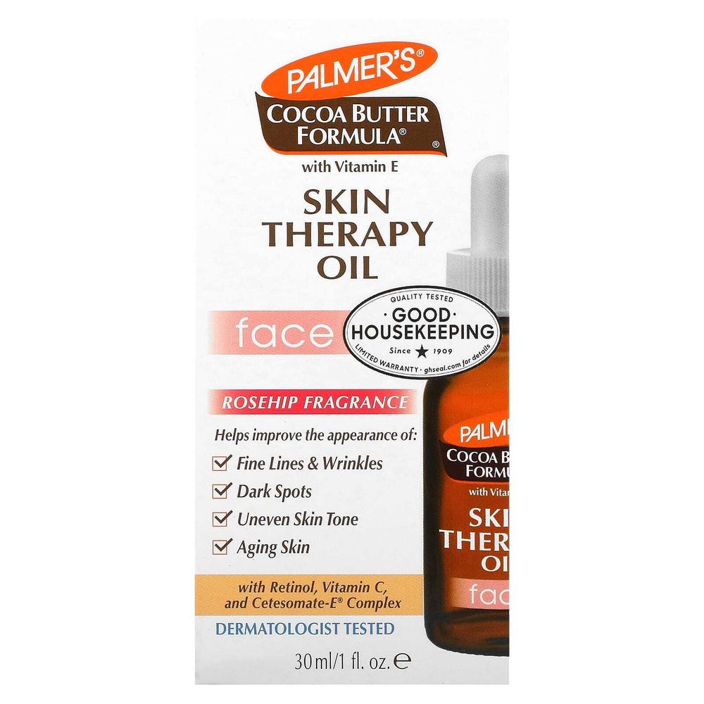 Palmer's, Cocoa Butter Formula® с витамином E, масло для ухода за кожей, для лица, шиповник, 30 мл (1 жидк. унция)