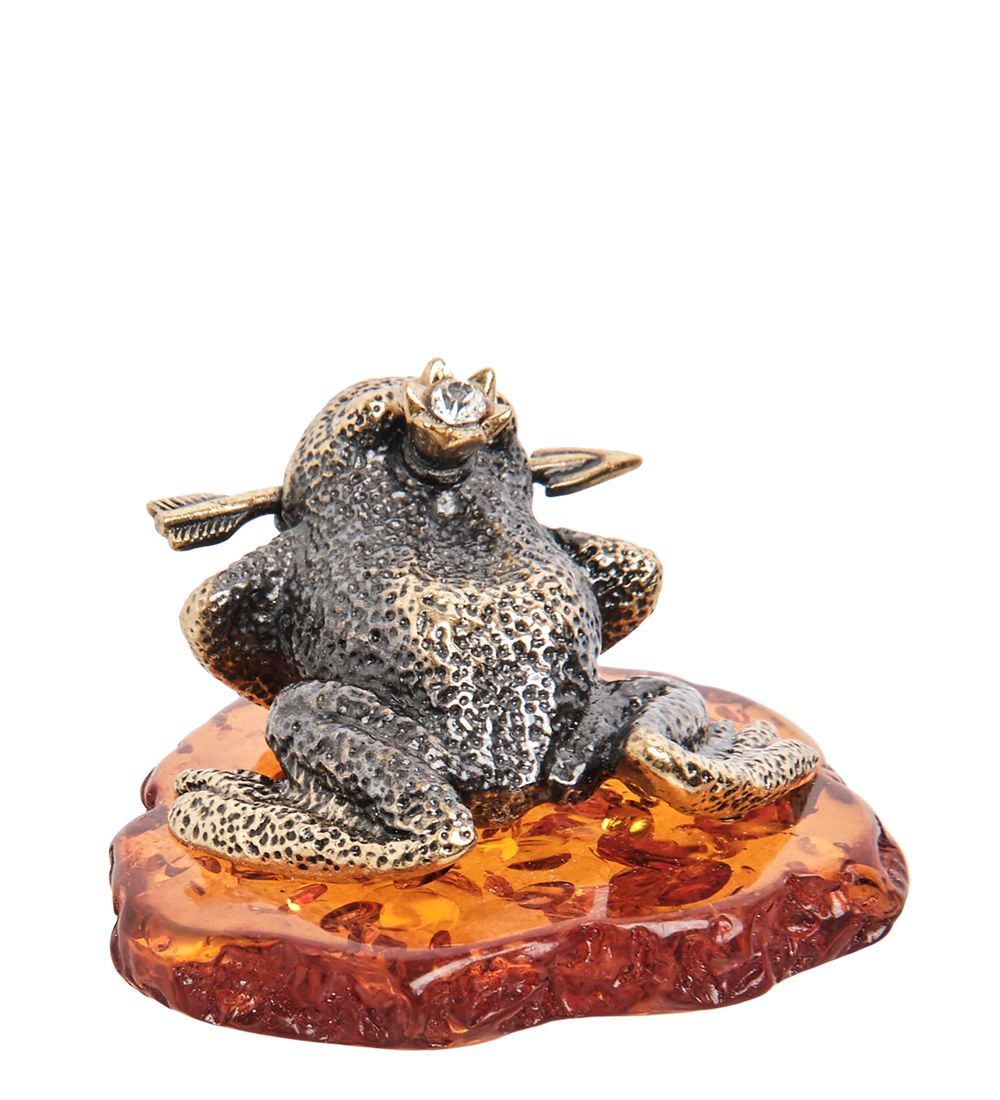 Народные промыслы AM-1863 Фигурка «Лягушка царевна» (латунь, янтарь)
