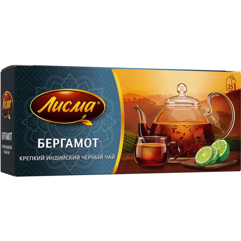 Чай черный Лисма Бергамот 25 пакетов.