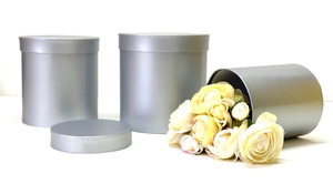 Коробки Цилиндр Однотонные. Набор 3 шт. Серебро