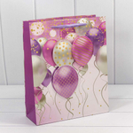 Пакет подарочный 26х32х13см "Воздушные шары" с 3D аппликацией (Микс)