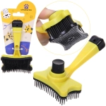 Расческа - пуходерка самоочищающаяся для собак и кошек «Пушок», цвет желтый, 13см (блистер)✦