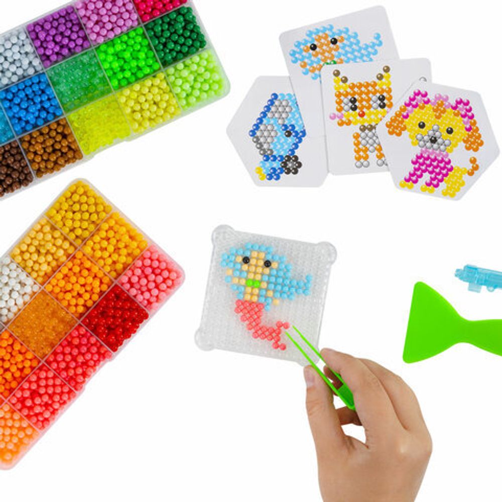 Аквамозаика 30 цветов 12000 бусин, с трафаретами, инструментами, аксессуарами, BRAUBERG KIDS, 664917