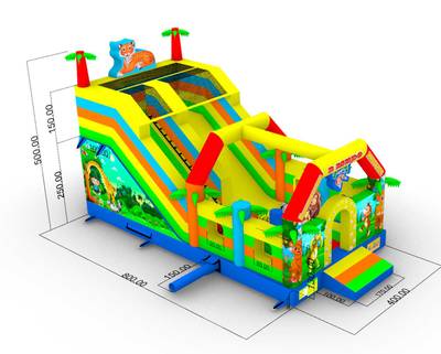 Коммерческий надувной батут «Приключение в мире животных 3», 8*4*5 м.
