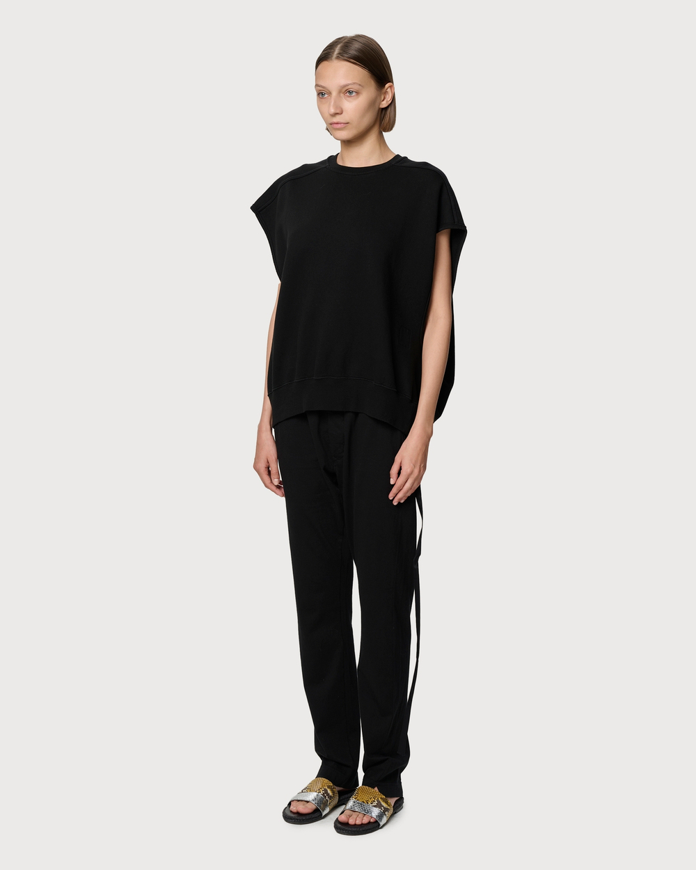 RICK OWENS DRKSHDW СВИТШОТ БЕЗ РУКАВОВ ЧЕРНЫЙ ЖЕНСКИЙ HOLLYWOOD JUMBO TATLIN