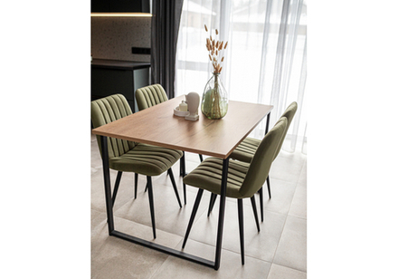 Стол деревянный Woodville Лиман 117 х 77 дуб крафт золотой, черный матовый, ножки черные