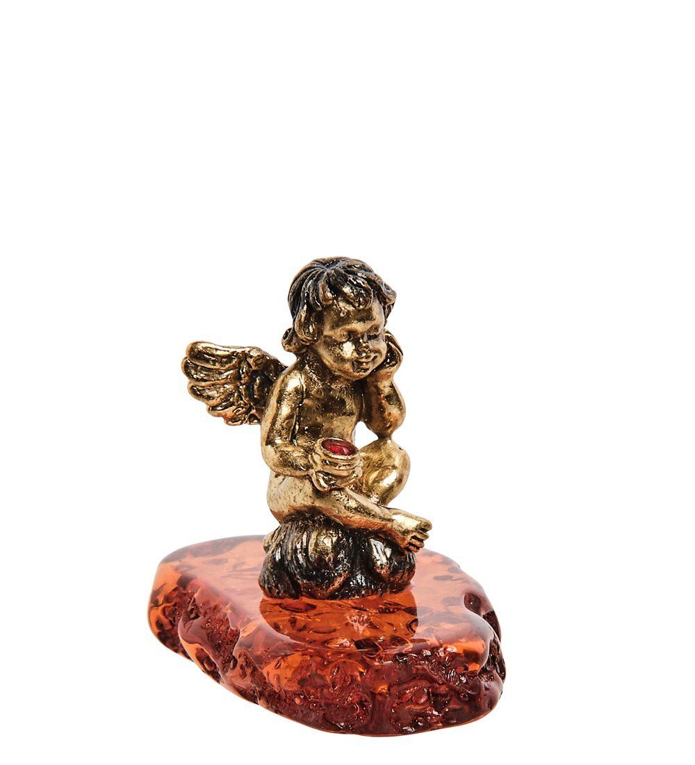 Народные промыслы AM-2838 Фигурка «Амурчик задумчивый» (латунь, янтарь)