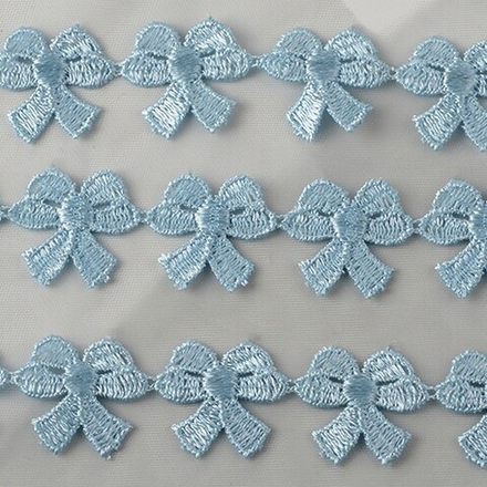 Кружево гипюр KRUZHEVO бантики шир.15мм цв.09 голубой упак9м