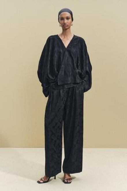 ZARA ЖАККАРДОВОЕ КИМОНО — ZW COLLECTION, ЧЕРНЫЙ