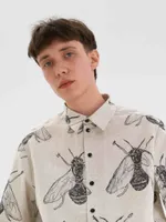 Купить Рубашка FOS Насекомые короткий рукав Мужская Бежевая V.2 Рубашка FOS Насекомые короткий рукав Мужская Бежевая V.2
