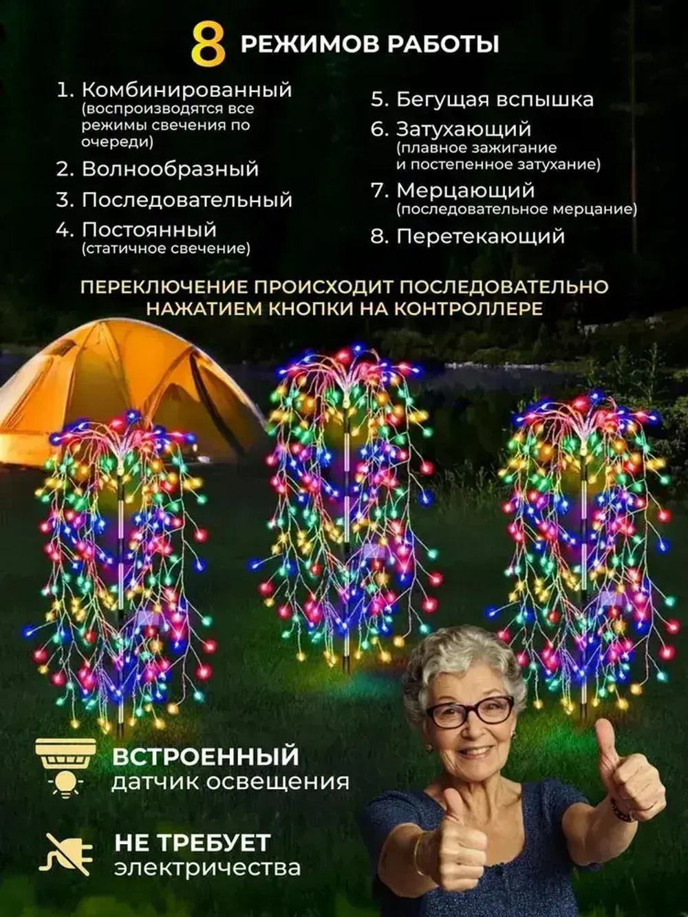 Светильник садовый на солнечной батарее уличный Ива