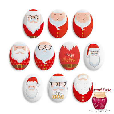 Сахарные фигурки Медальоны САНТА КЛАУСЫ, 35*25 мм, 10 шт.
