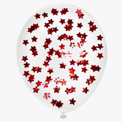 Прозрачные шары с "Конфетти - звезды" 35 см красные
