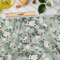 Ткань атлас цветы Невеста на бирюзовом