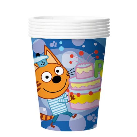 Стаканы "Три кота Коржик" синие 250 мл 6 шт