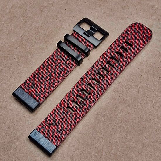 Ремешок 22 мм для Garmin нейлоновый жакардовое плетение, стальные тренчики (Красный)