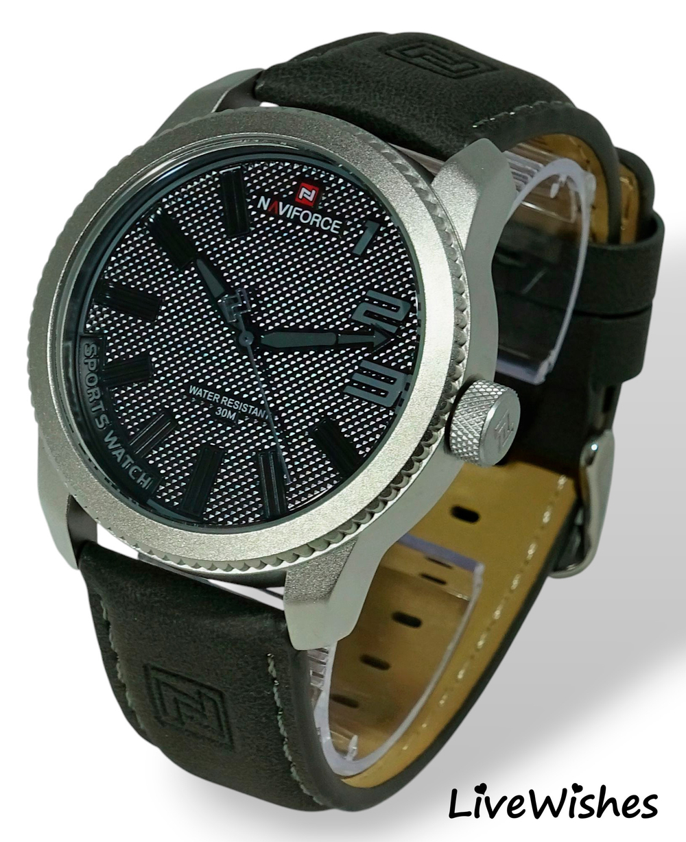 Часы наручные кварцевые NAVIFORCE на кожаном ремешке, серебристый/серый W8950-02