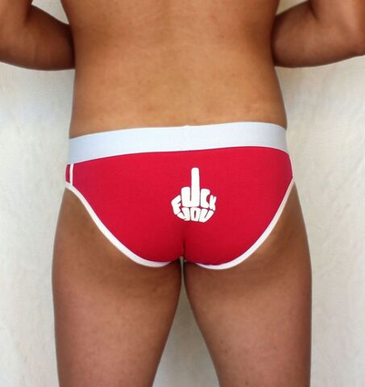 Ярко-розовые мужские трусы-слипы с провокационной надписью (Размер: M) (Цвет: ярко-розовый)