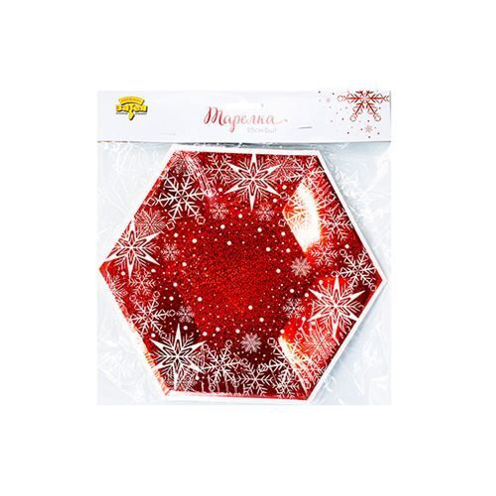 Тарелки фигурные Снежные Искры, 6 штук