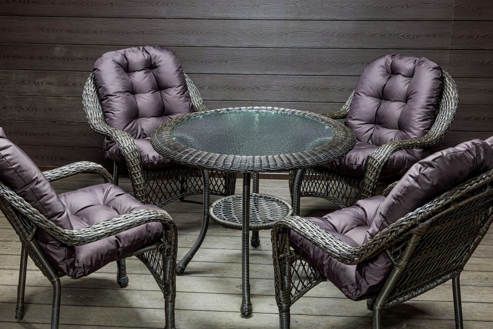 Садовый комплект из искусственного ротанга Мэдисон НЬЮ (Medison NEW) стол круглый D90 + 4 кресла с подушками на сиденье и спинку