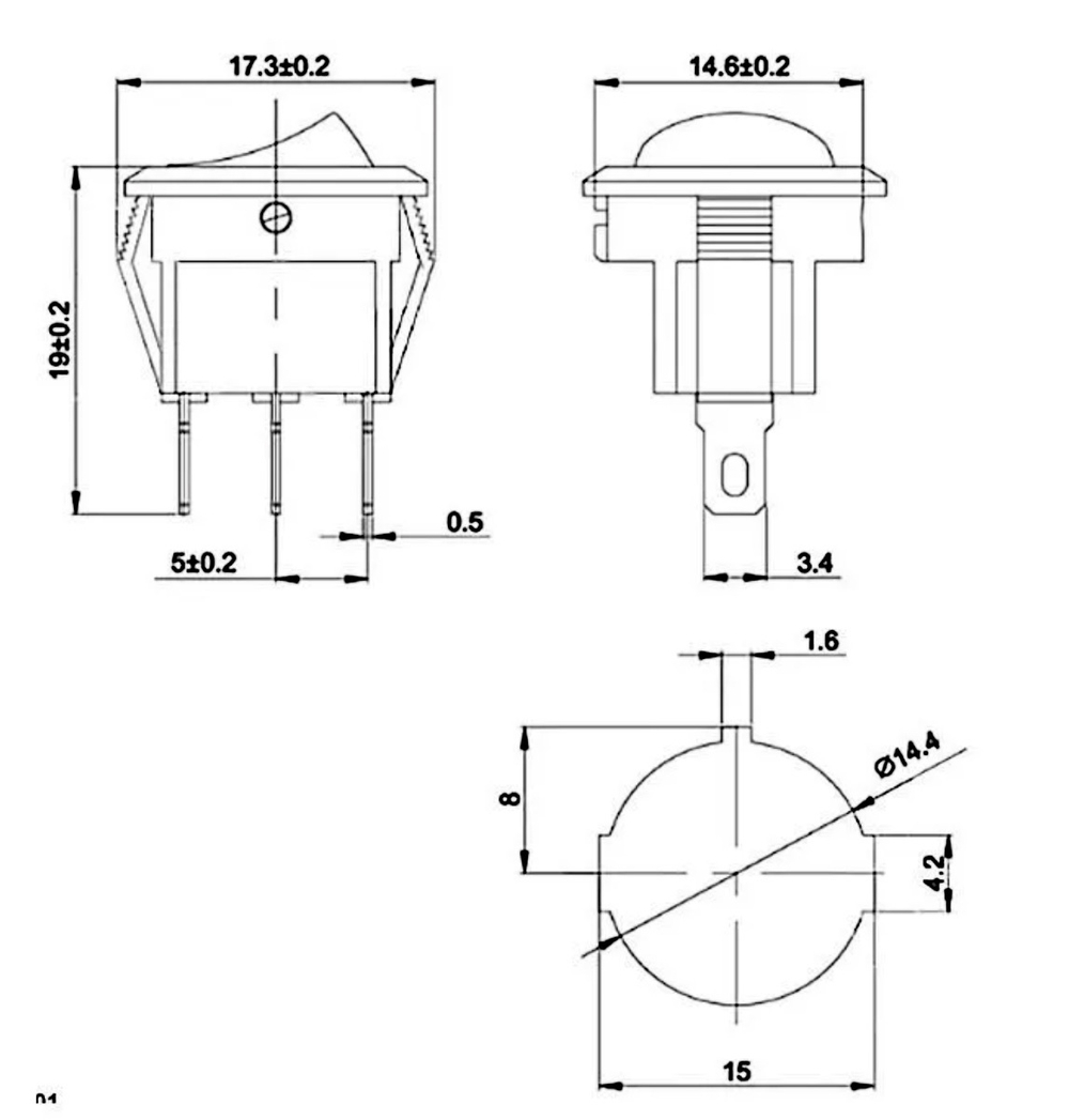 Кнопка KCD5-102-2- C3-R3P on-on