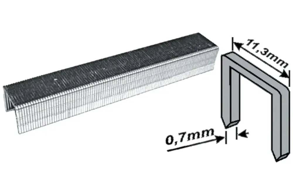 31372м Скобы для степлера закаленные прямоугольные 11,3мм х 0,7мм (узкие тип 53) 8мм, 1000шт