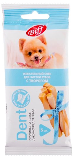 Лакомство Biff (TiTBiT) DENT для собак мини пород жевательный снек, Творог, 5 упаковок