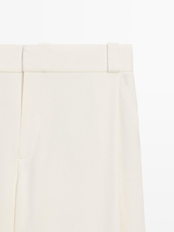 Massimo Dutti Широкие брюки с вытачками - STUDIO, кремовый