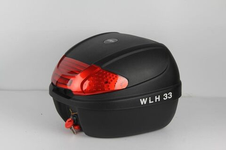 кофр задний E-33 чёрный, красный рефлектор