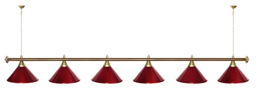 Лампа STARTBILLIARDS 6 пл. (плафоны зеленые,штанга золотая,фурнитура золото)