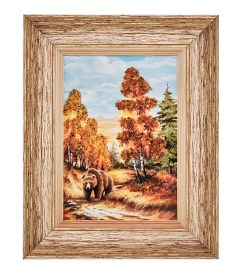 AMB-01/33 Картина «Хозяин леса» (с янтарной крошкой) пласт.рамка 33х42см