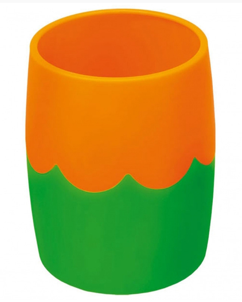 Подставка-стакан СТАММ, пластик, круглый, двухцветный зелено-оранжевый