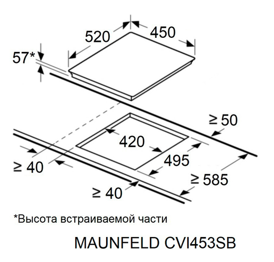 Встраиваемая варочная поверхность MAUNFELD CVI453SBWH
