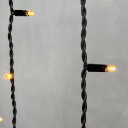 Светодиодная бахрома с колпачком 3,2*0,9 м., 168 экстра теплых белых LED ламп, каучуковый черный провод, LTC (LL168-1-2EWW)