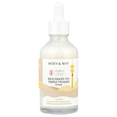 Mary & May, Seoul Edition, сыворотка из трех витаминов с 10% рисом и ниацином, 80 мл (2,7 жидк. Унции)