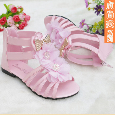 Сандалии детские с декоративными цветами и бантом