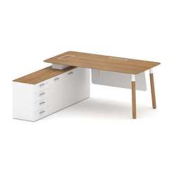 Fresco Стол руководителя FR.SR-18 (L) Дуб Светлый/Белый Бриллиант UM/Металл Белый/Нерж. Сталь 1800*1