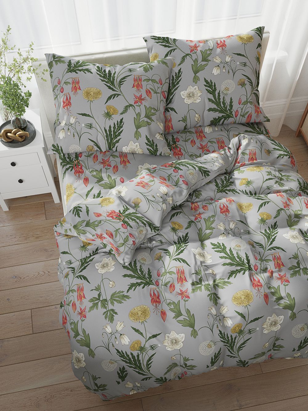 Наволочка комплект 2шт перкаль Сказка "Винтажный сад" 70x70 см на молнии