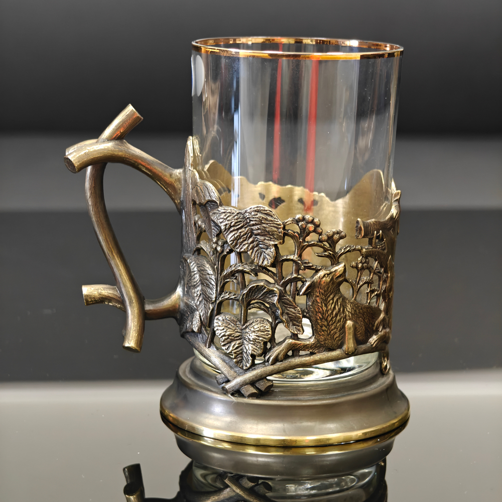 Чайный набор "Охота на кабана" с ложечкой в футляре