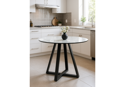 Стол стеклянный Woodville Норфолк 100 белый мрамор, черный