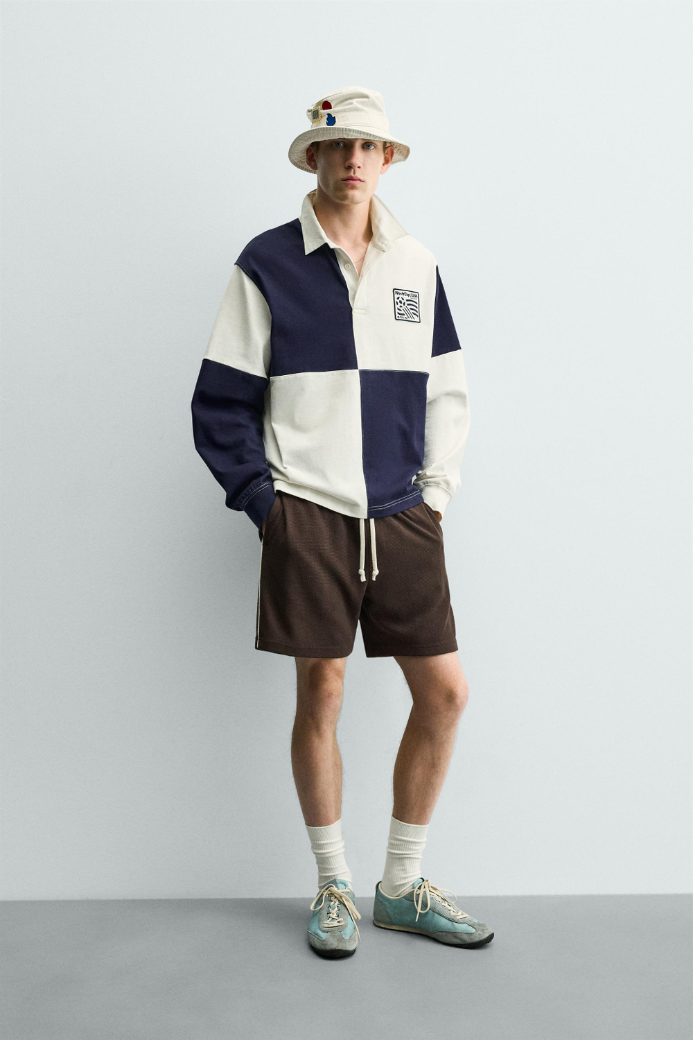 ZARA ПОЛО COLOR BLOCK USA 94 FIFA WORLD CUP™ FIFA CLASSICS, МОРСКОЙ СИНИЙ