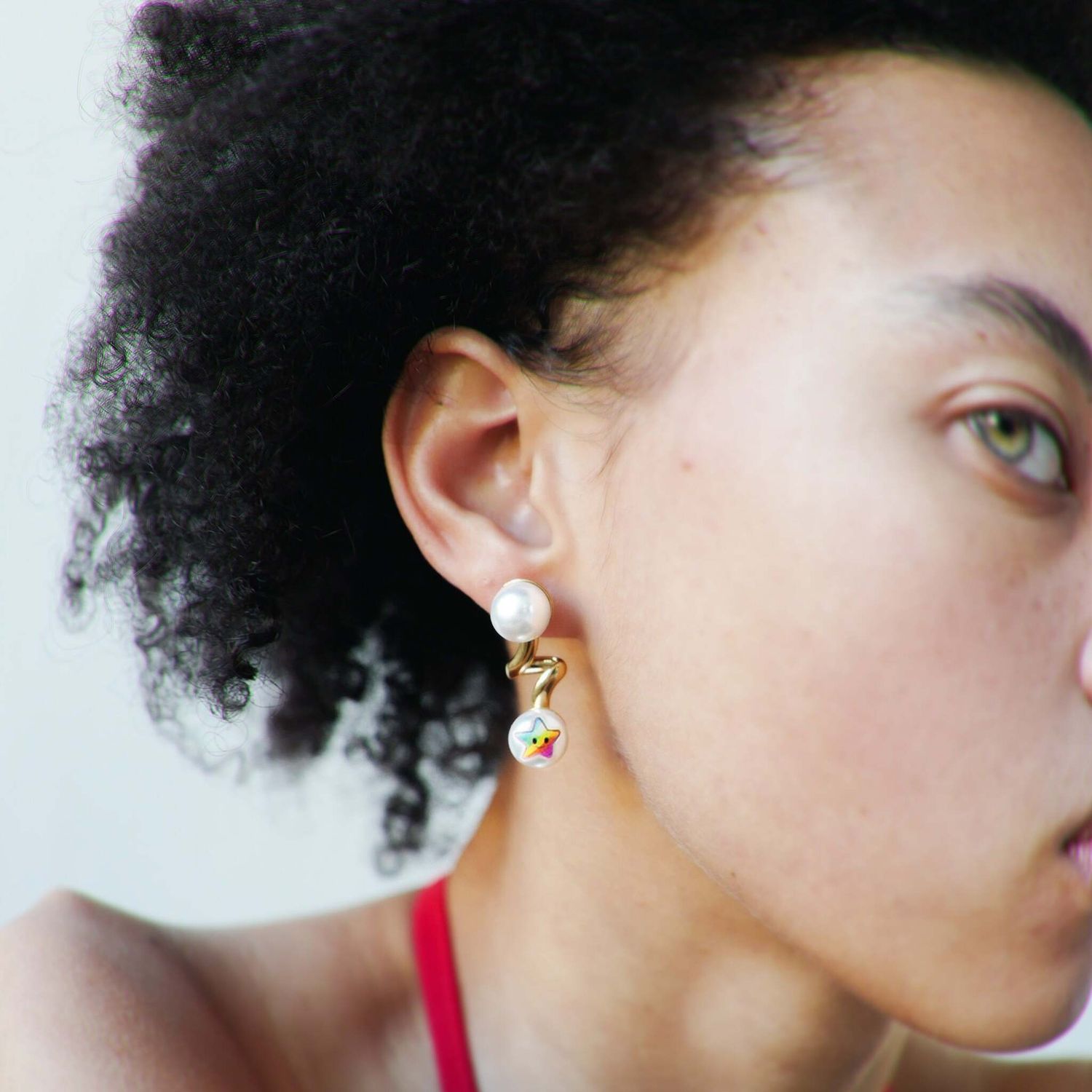 Моносерьга Kawaii Rainbow Pearl Earring