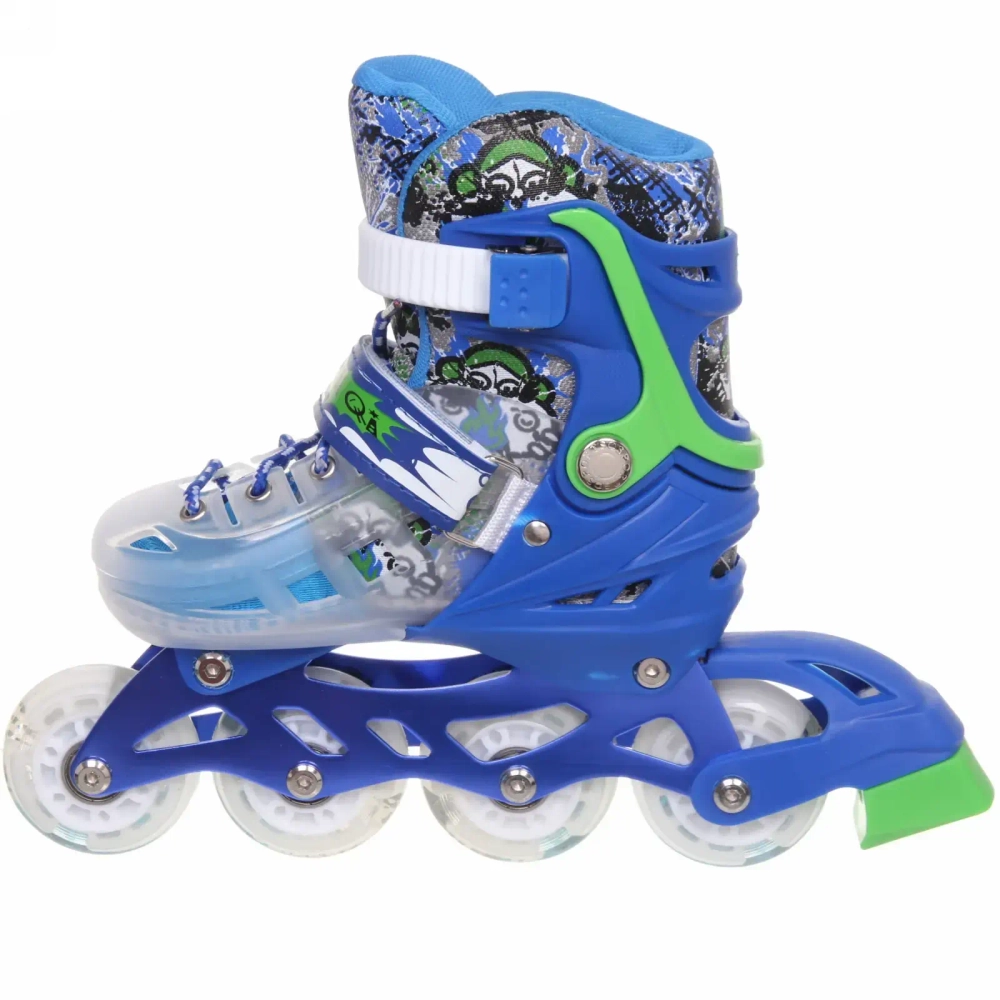 Коньки роликовые раздвижные Happy Star 8812AT в наборе: шлем, защита, размер S (29-33), синий