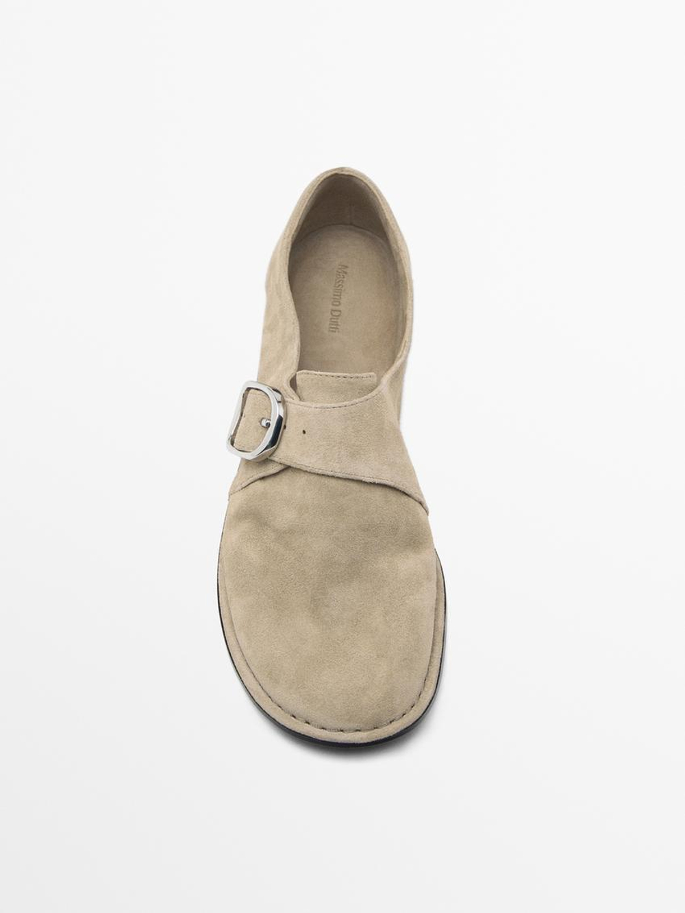 Massimo Dutti Мягкие лоферы с пряжкой, песочно-коричневый