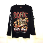 Футболка тайланд с рукавами AC DC Hells bells (колокол с чертями надпись не блестящая ) (XS)