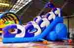 Коммерческий надувной батут-горка "Дракон" 10*5*8 м,без шипов сине-белый