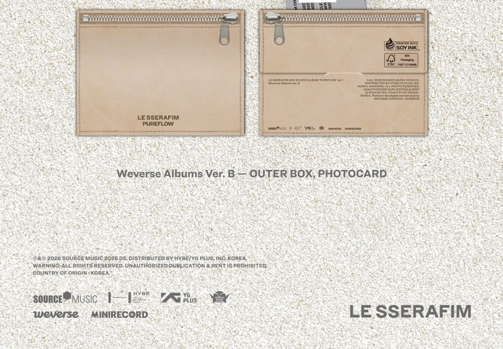(ПРЕДЗАКАЗ) Альбом LE SSERAFIM - PUREFLOW PT.1 2nd Studio Album WVS ALBUMS 2 Version SET