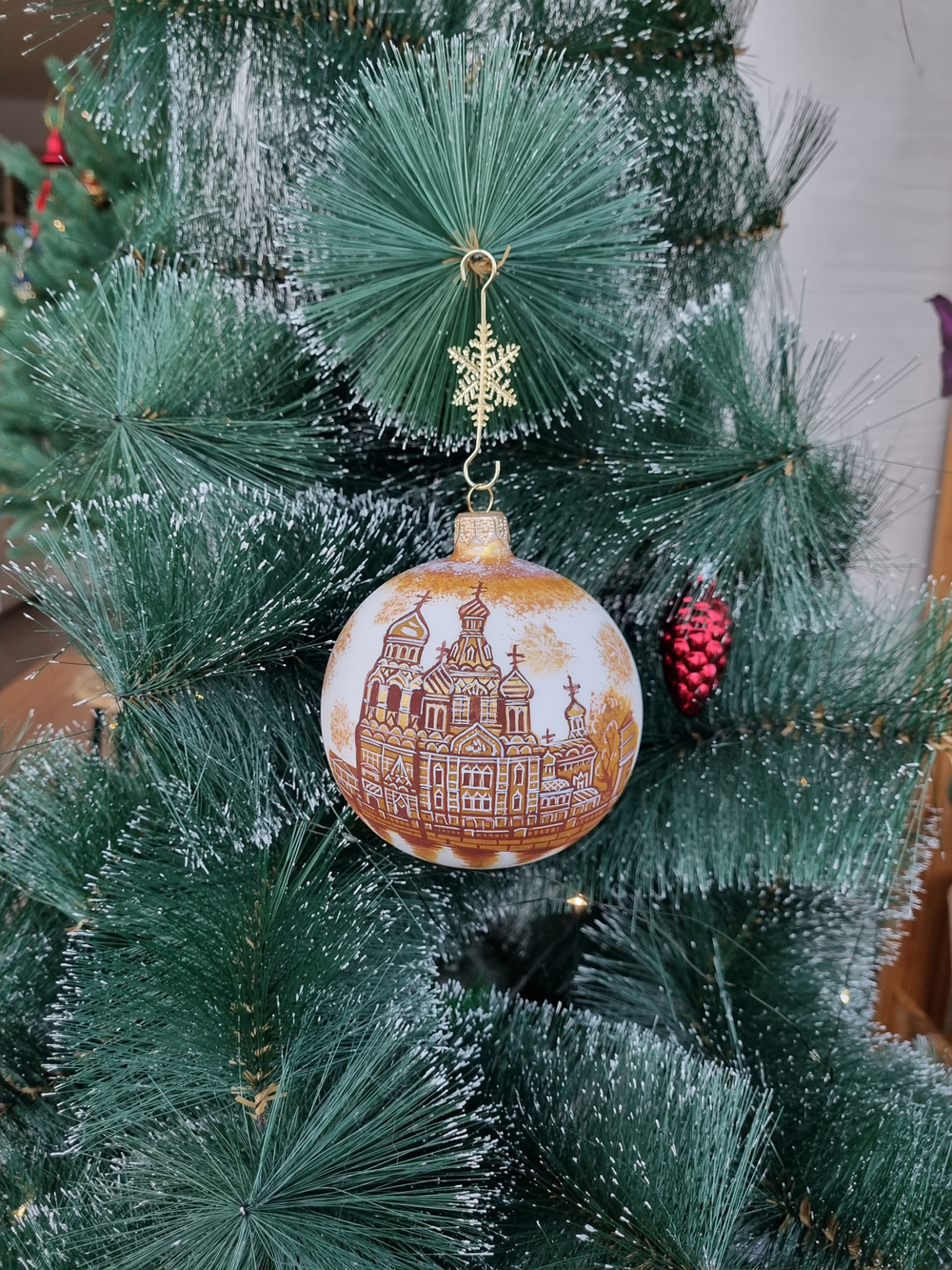 Шар стеклянный "Спас на крови",  ручная роспись